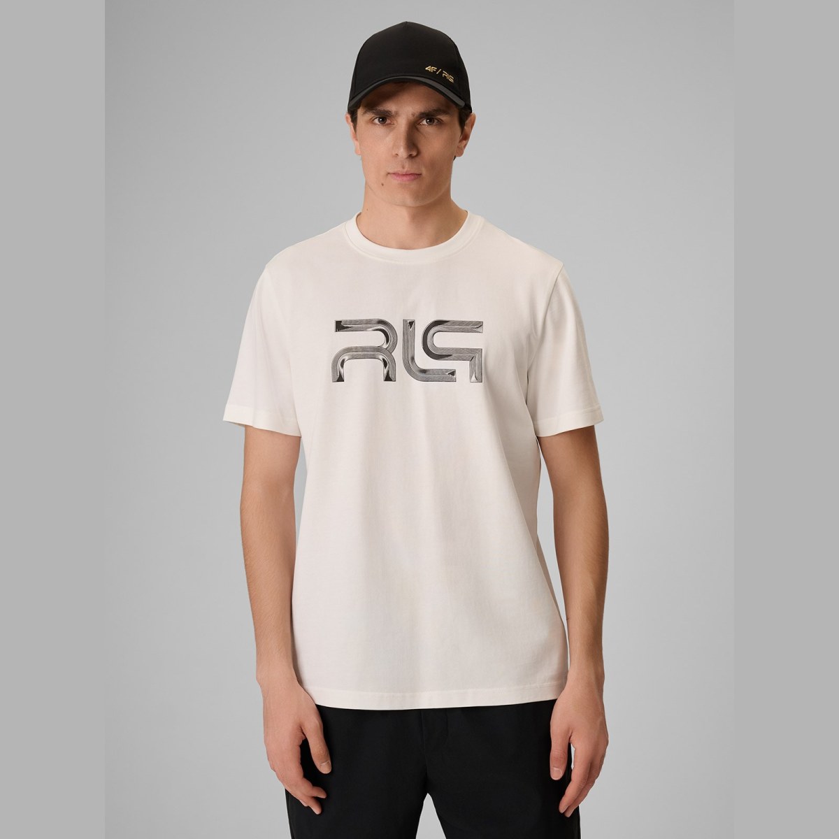T-shirt regular s potlačou pánsky 4F x Robert Lewandowski - biely · záber 5