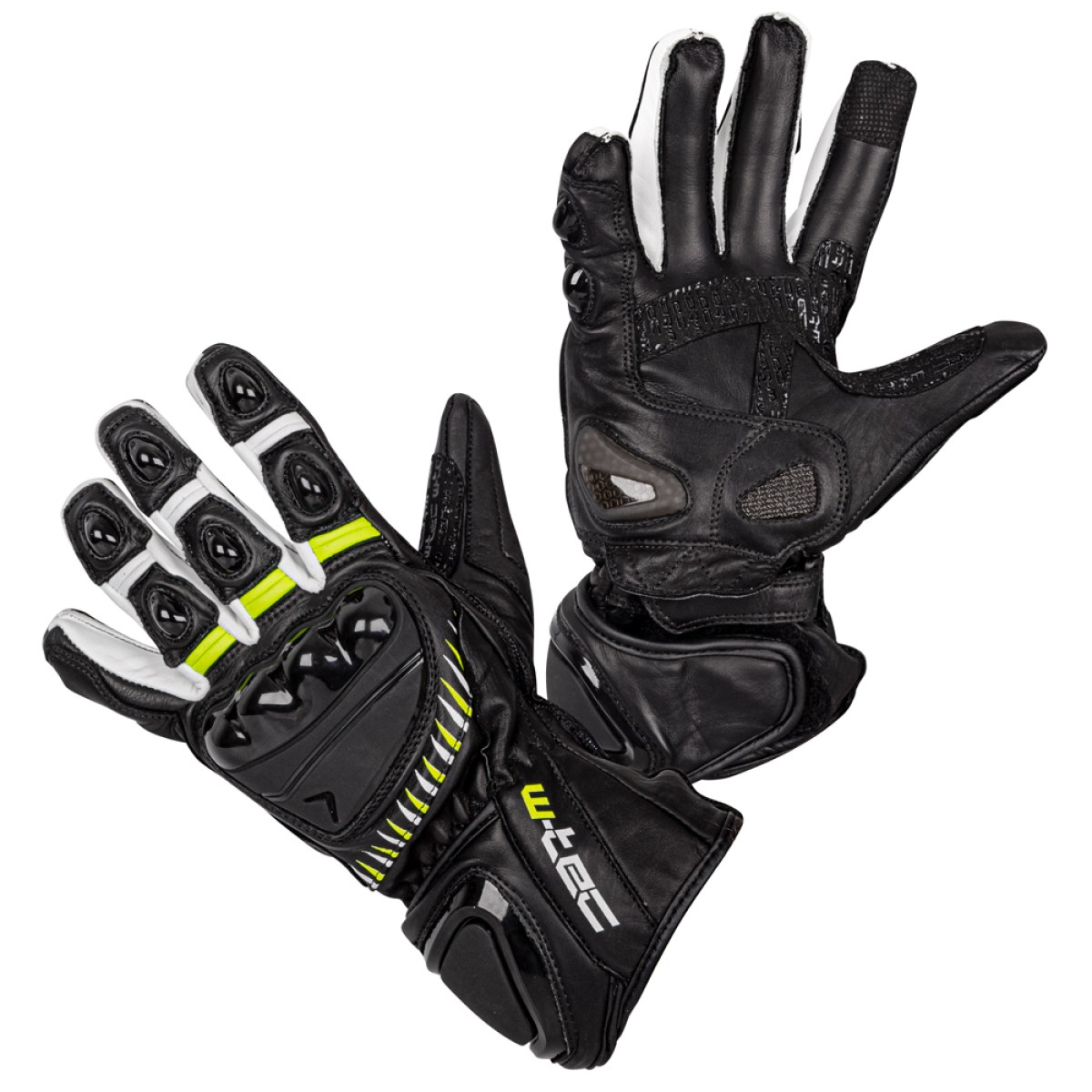 Moto rukavice W-TEC Evolation - Veľkosť: 3XL | Farba: Čierno-Bielo-Fluo · záber 1