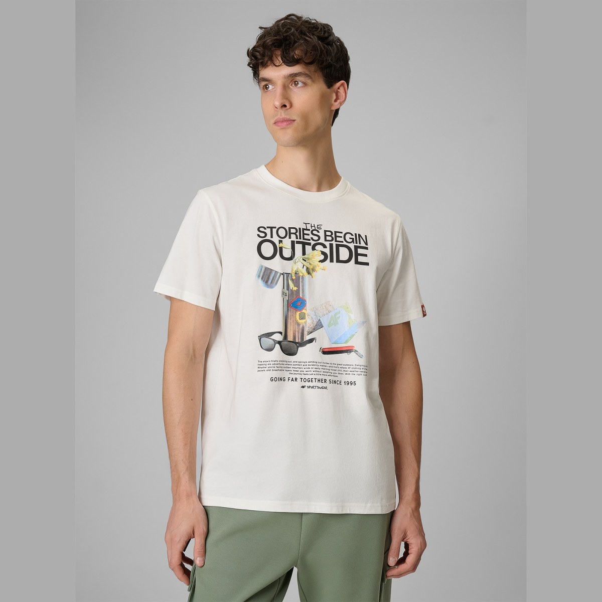 T-shirt regular s potlačou pánsky - biely · záber 1