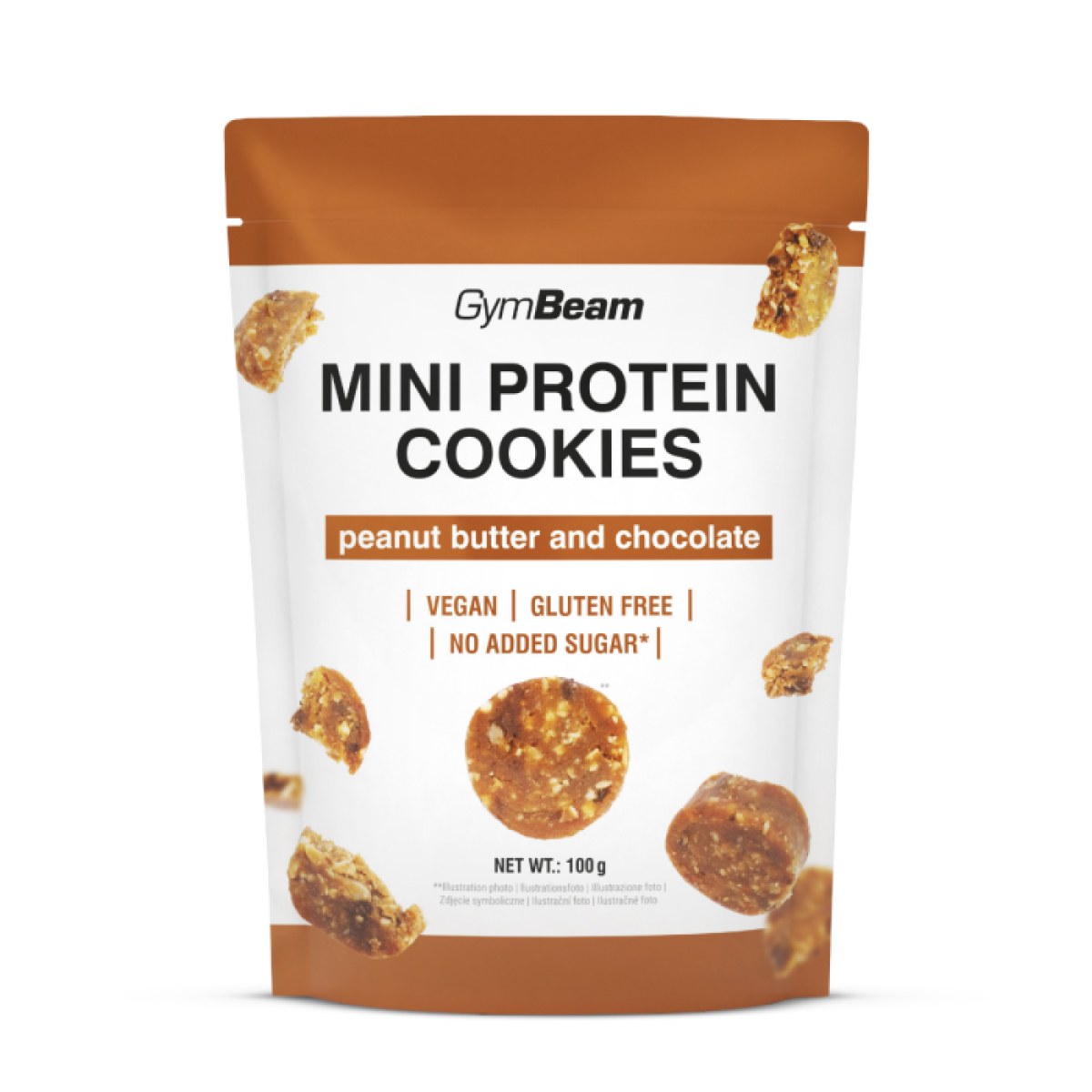 GymBeam Mini Protein Cookies arašidové maslo čokoláda - Príchuť: Arašidové maslo čokoláda | Hmotnosť: 0,1 kg | Balenie: 20 · záber 1