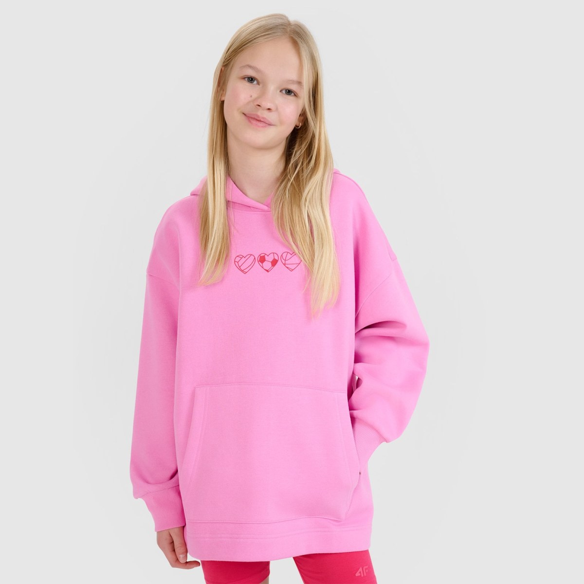 Dievčenská nerozopínateľná tepláková mikina s kapucňou - ružová · záber 3