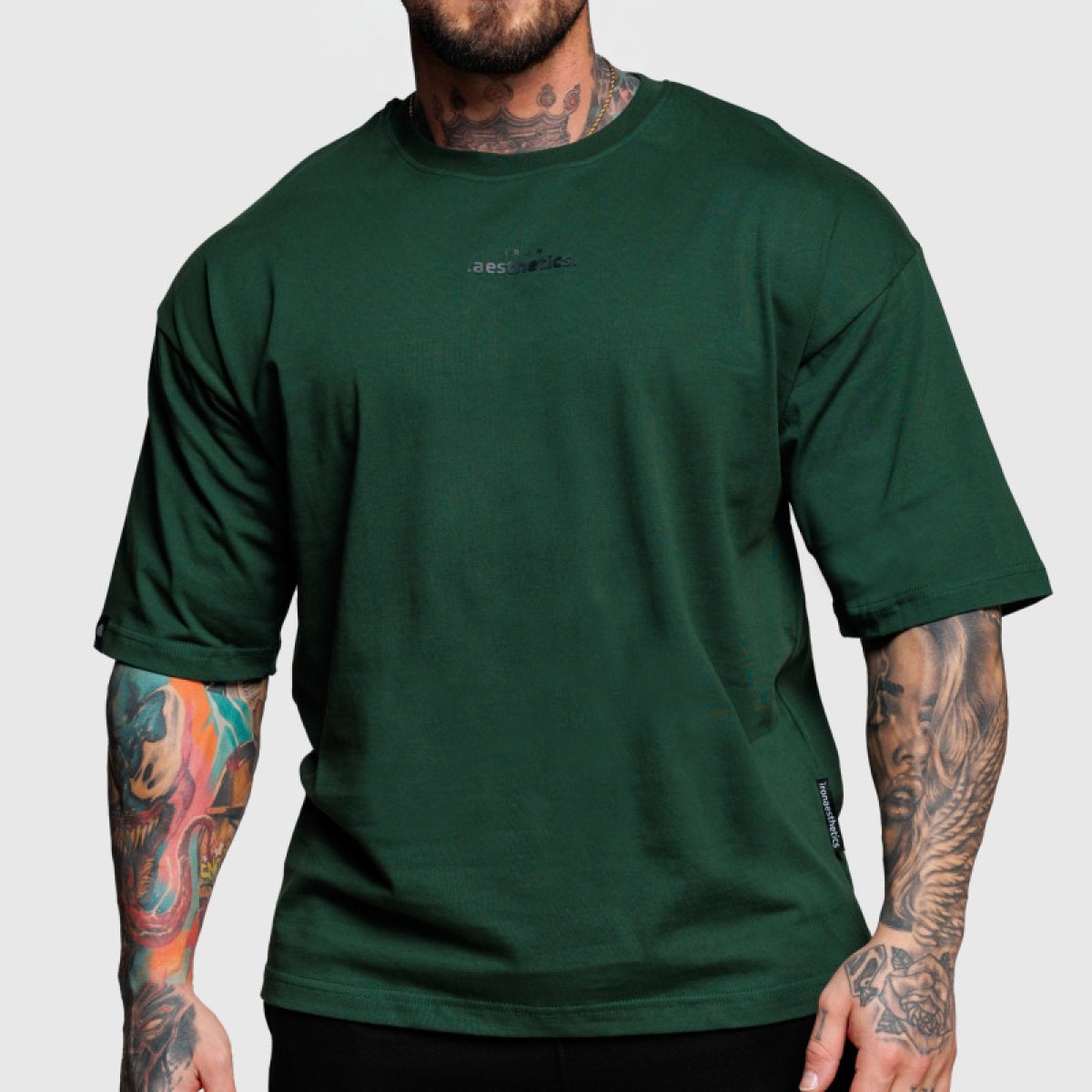 Oversize tričko Iron Aesthetics Major, zelené · záber 1