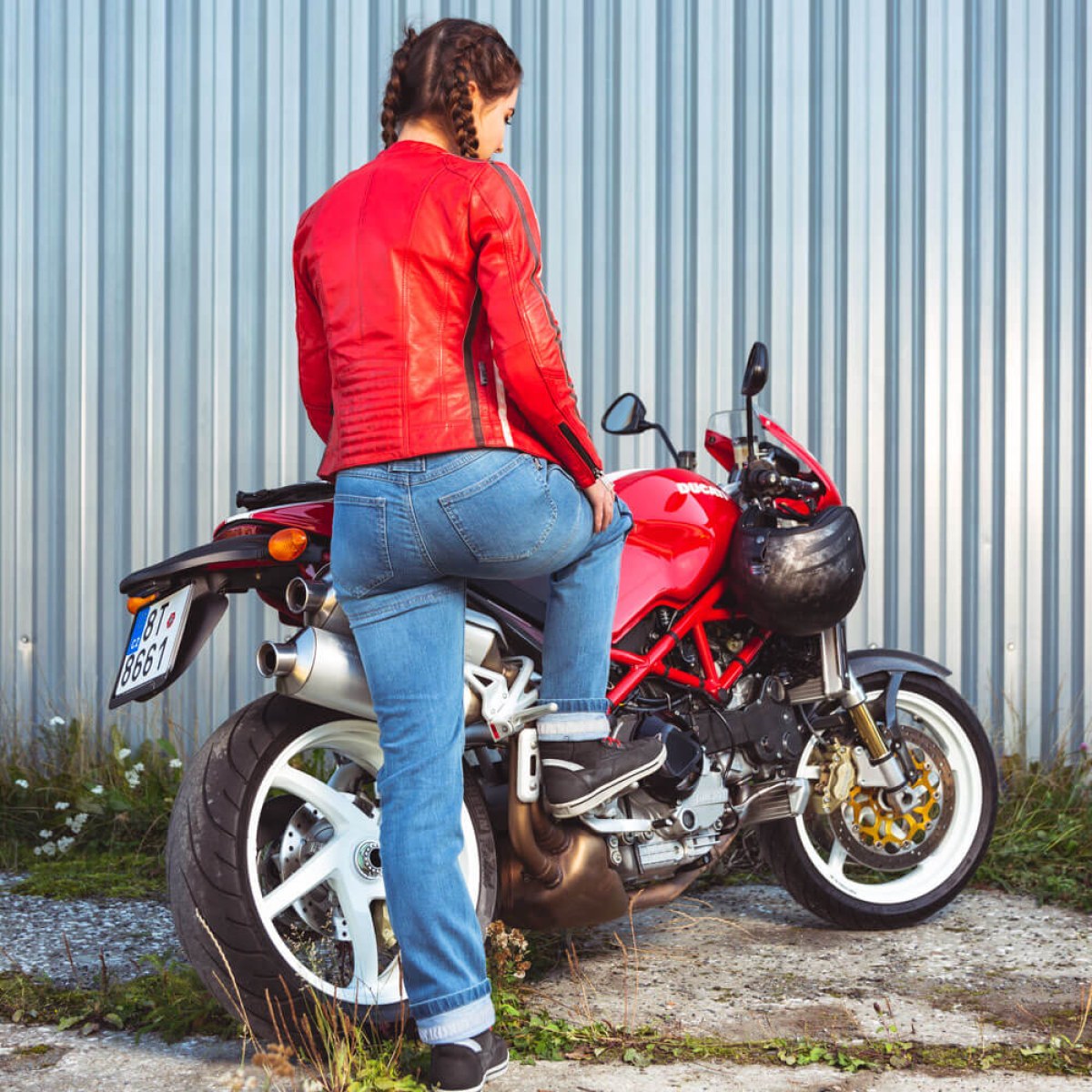 Dámske moto jeansy W-TEC Panimali - Veľkosť: M | Farba: Modrá · záber 5