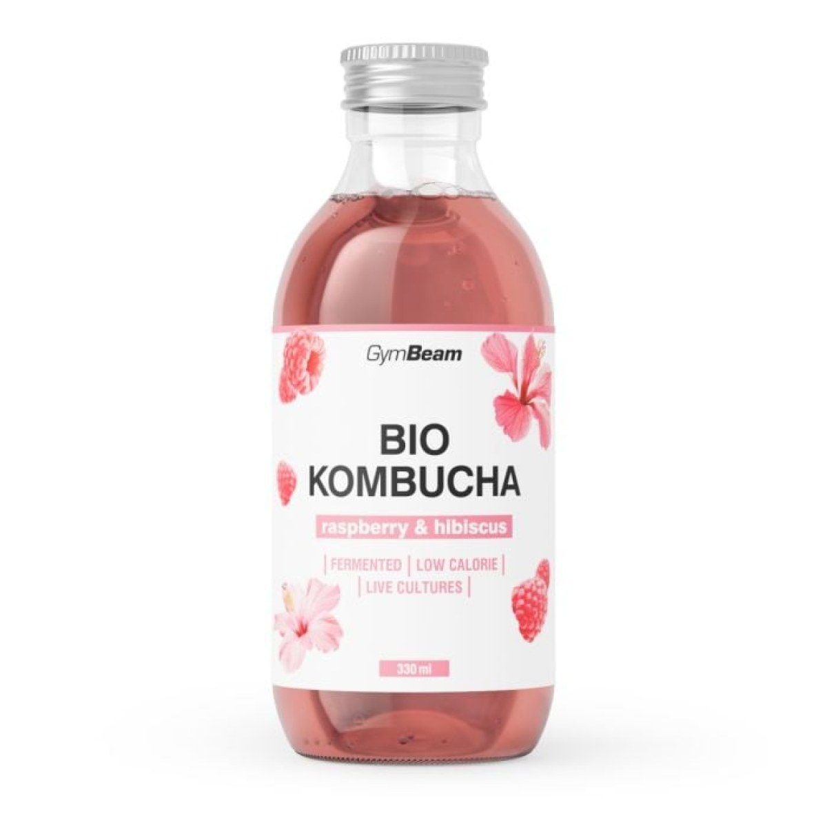 GymBeam BIO Kombucha malina & ibištek - Príchuť: Malina & ibištek | Hmotnosť: 0,5 kg | Objem: 330 ml | Balenie: 12 · záber 1