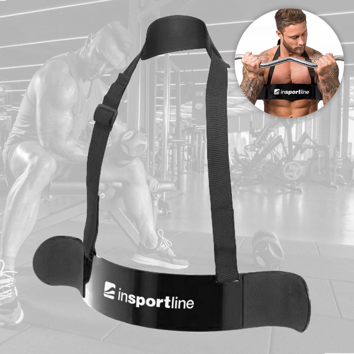 Závesný pás na posilňovanie bicepsov inSPORTline Bicipi - Farba: Čierna · záber 1