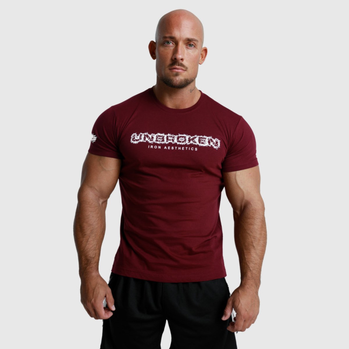 Pánske fitness tričko Iron Aesthetics Unbroken, bordové · záber 2