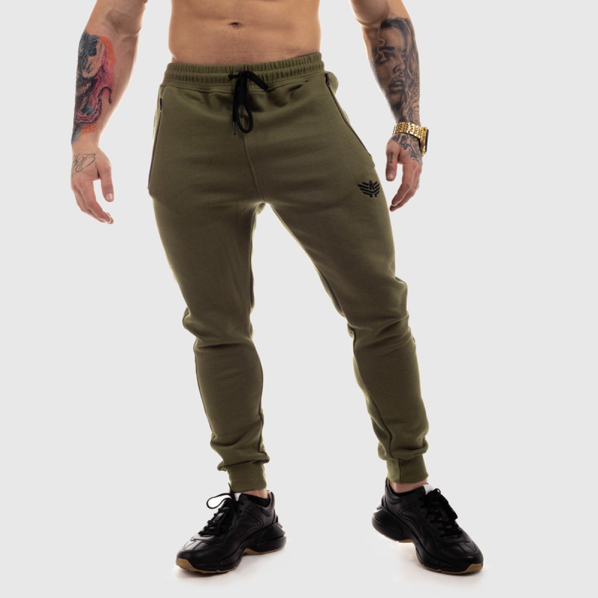Jogger tepláky Iron Aesthetics Round, zelené · záber 1