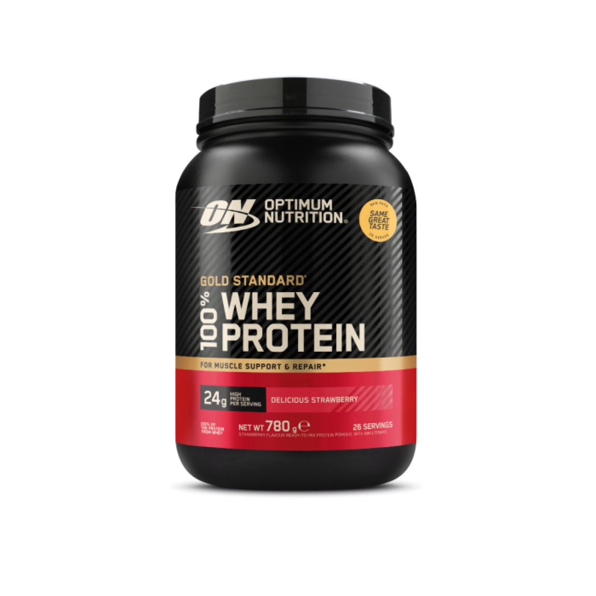 Optimum Nutrition 100 Whey Gold Standard lahodná jahoda - Príchuť: Lahodná jahoda | Hmotnosť: 0,768 kg | Balenie: 6 · záber 1