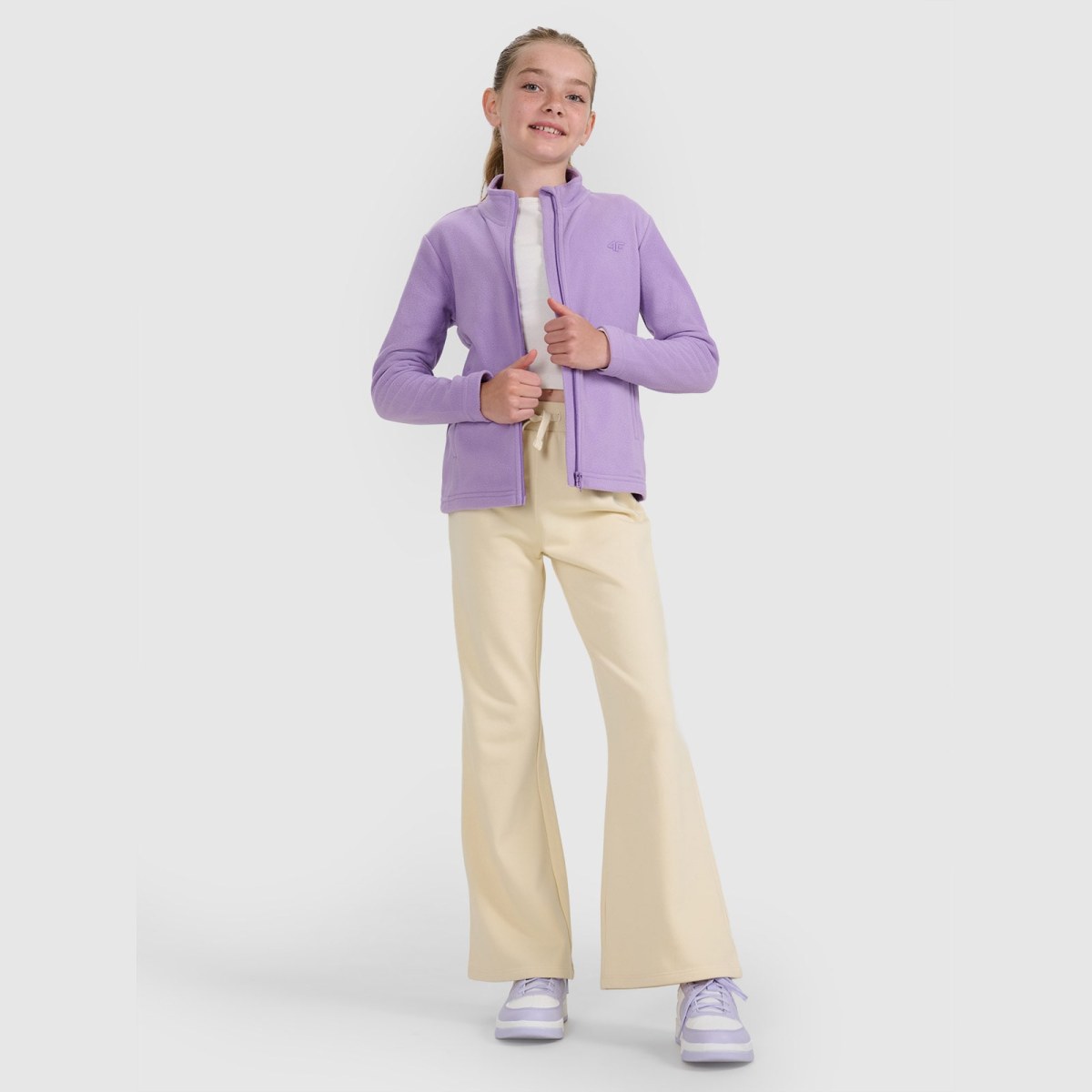 Dievčenský fleece s golierom slim - fialový · záber 2