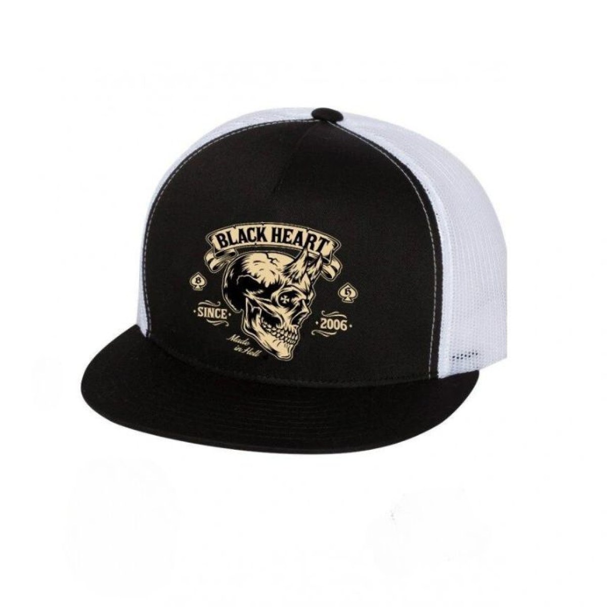 BLACK HEART Devil Skull Trucker biela · záber 1