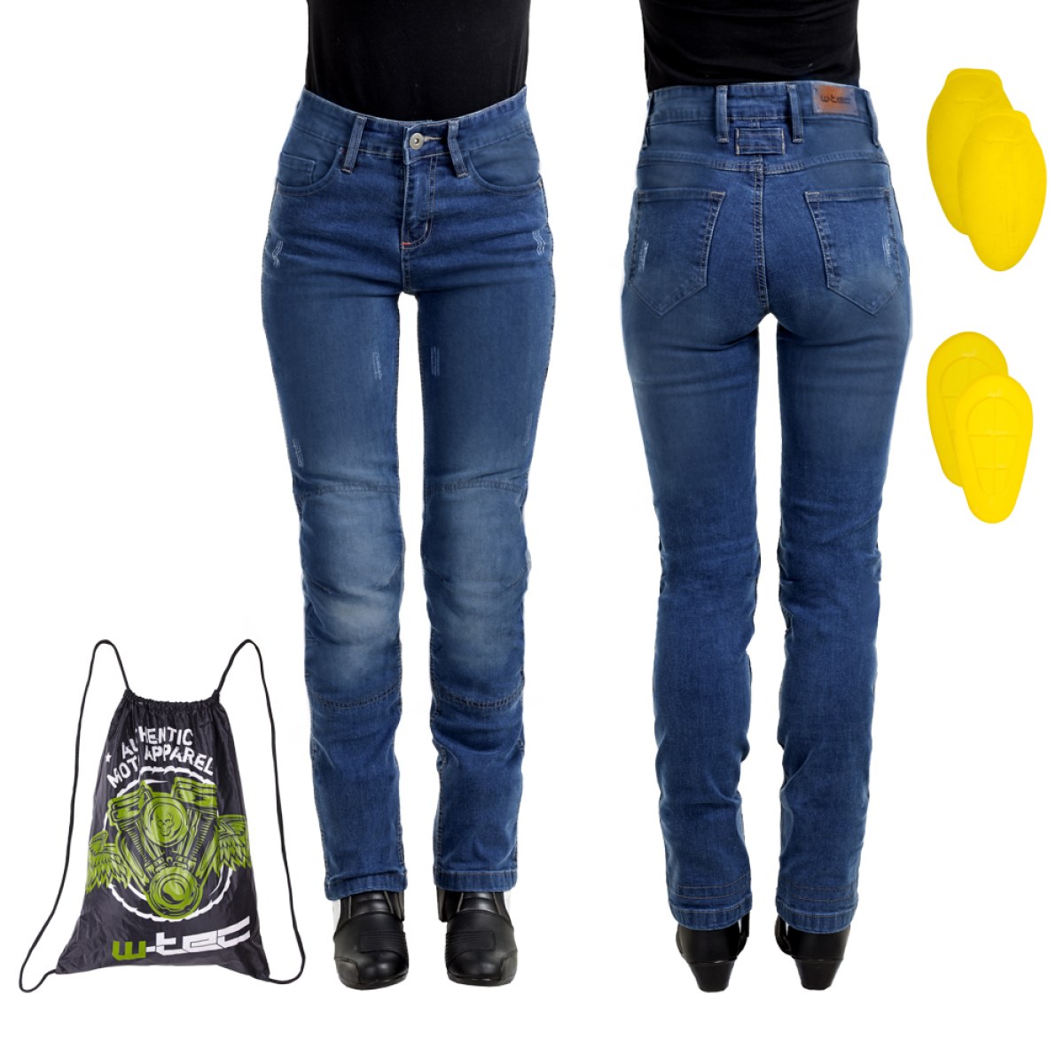 Dámske moto jeansy W-TEC Panimali - Veľkosť: M | Farba: Modrá · záber 1