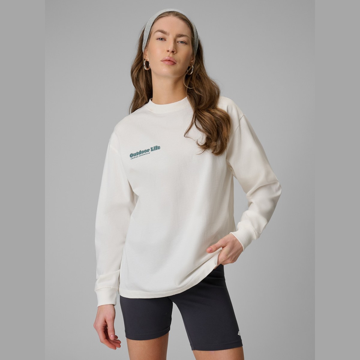 Longsleeve regular s potlačou dámsky - biely · záber 1