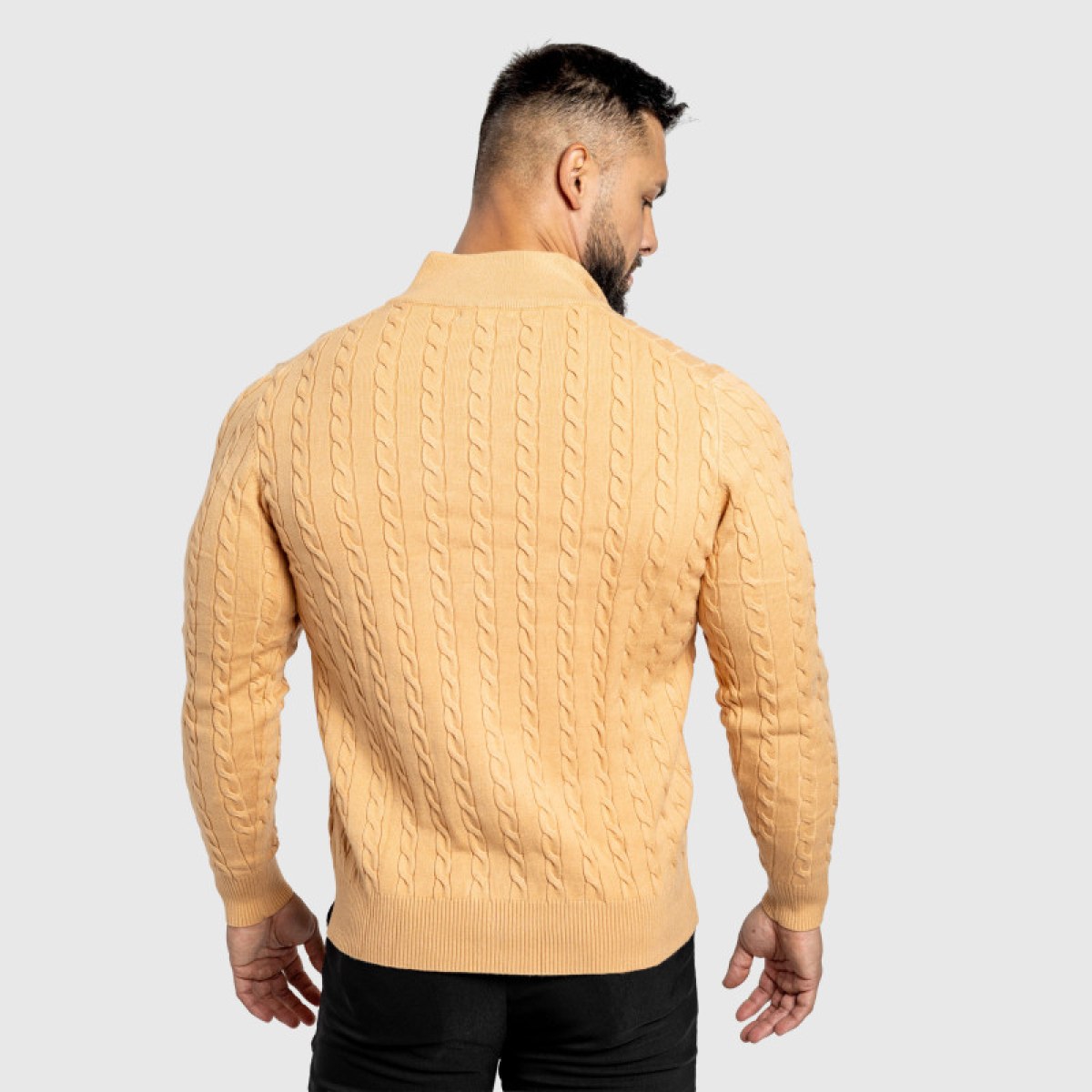 Pánsky sveter Iron Aesthetics Cable Knit, camel · záber 5