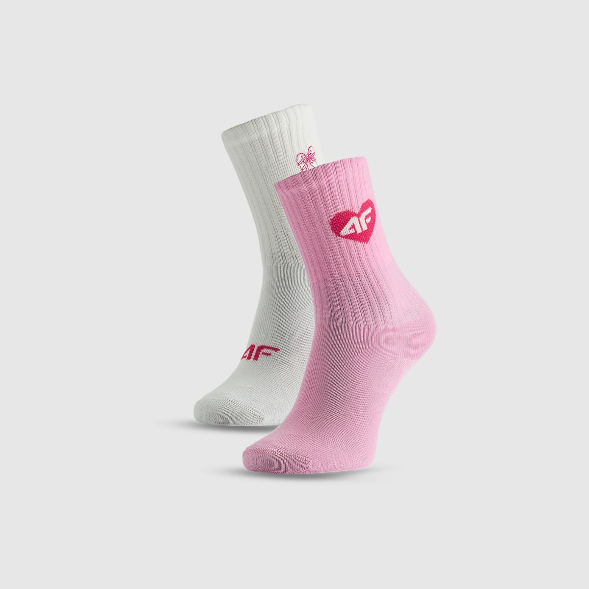Dlhé ponožky (2-pack) dievčenské - biela+ružová · záber 1
