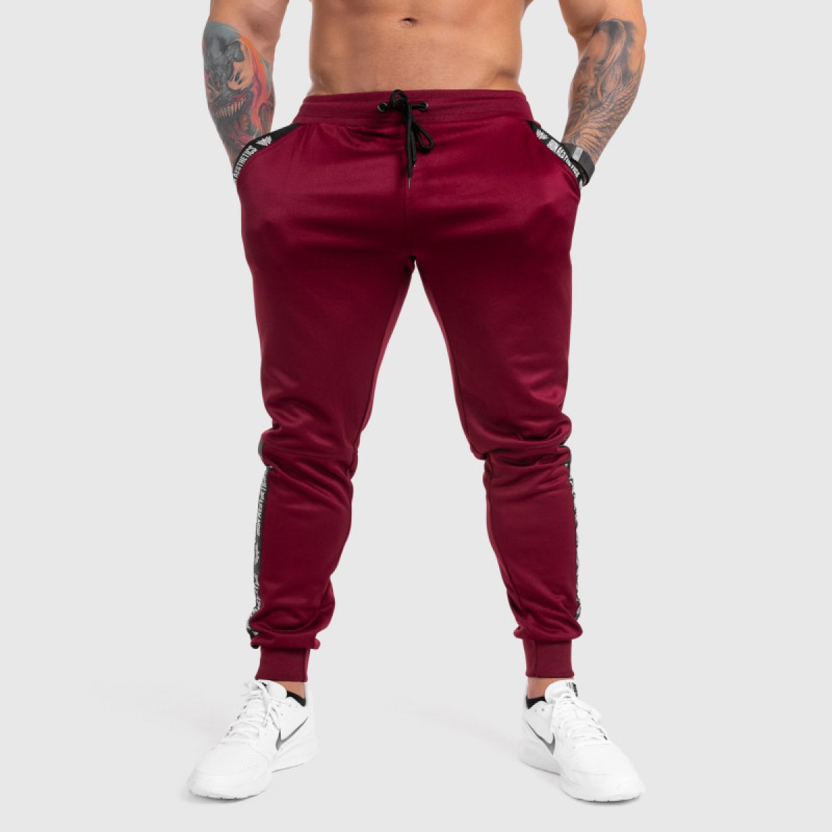 Jogger tepláky Iron Aesthetics Partial, bordové · záber 2