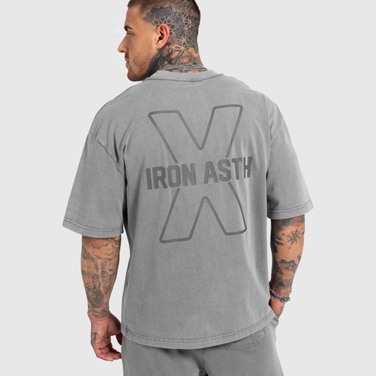 Pánske tričko Iron Aesthetics X Washed, sivé · záber 1