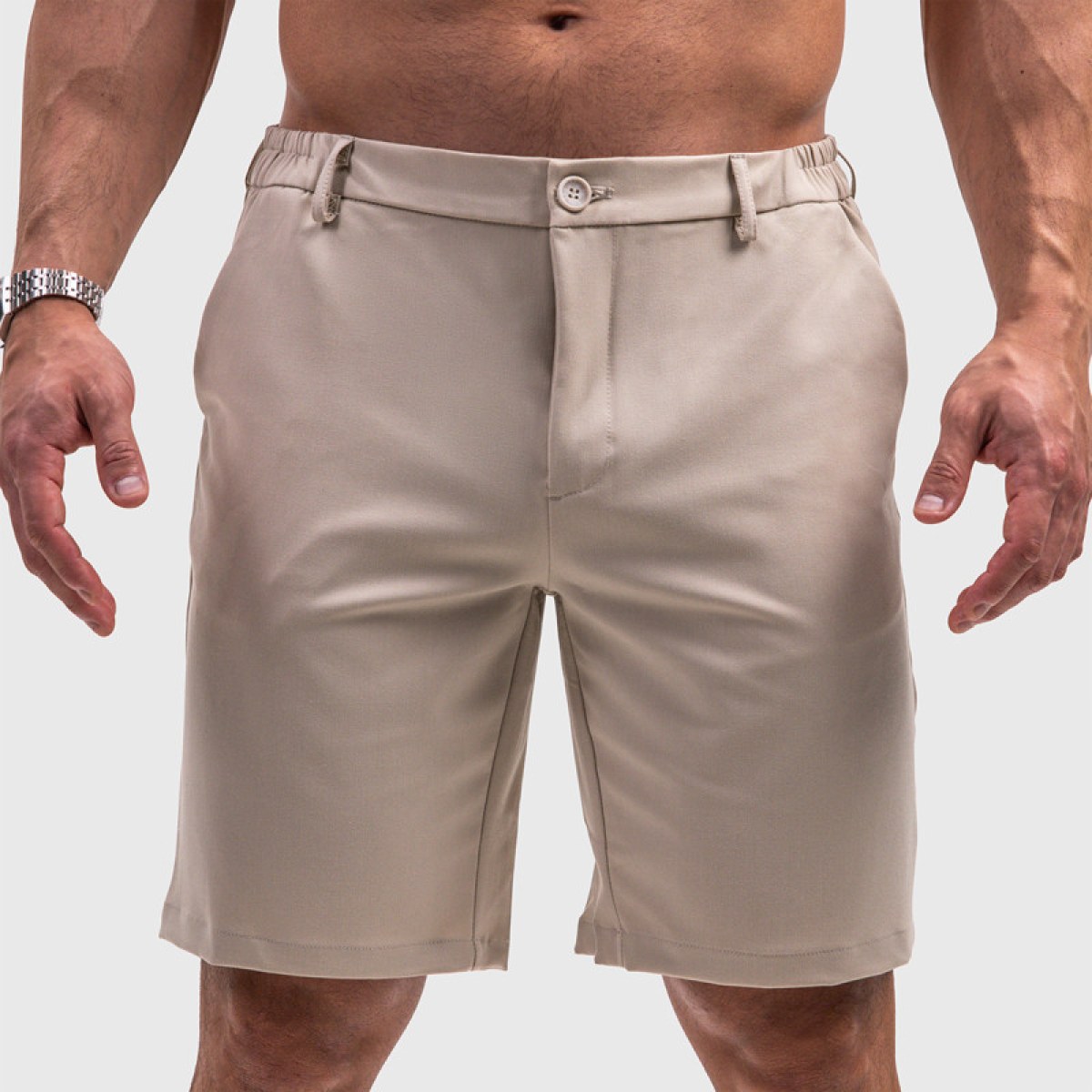 Pánske kraťasy Iron Aesthetics Chino Flex, béžové · záber 1