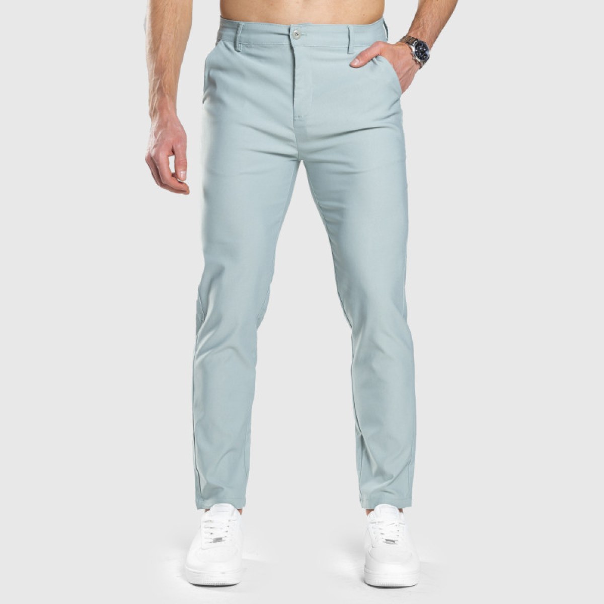 Strečové nohavice Iron Aesthetics Classy, zelené · záber 2