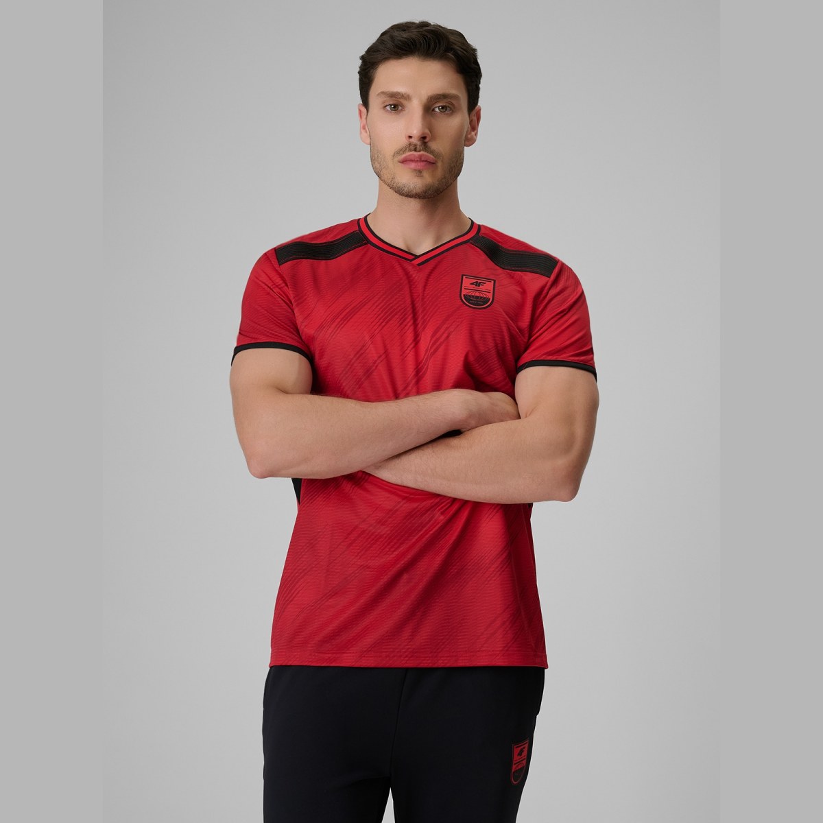 Pánske rýchloschnúce futbalové tričko regular - červené · záber 1