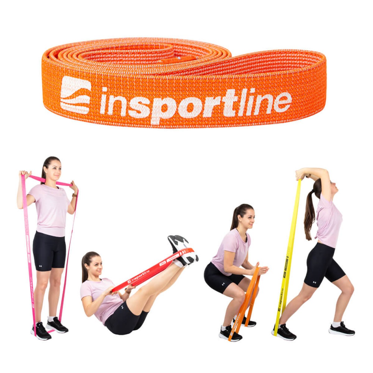 Posilňovacia guma inSPORTline Rand Strong 208x3,3 cm / 8 kg - Farba: Oranžová · záber 1