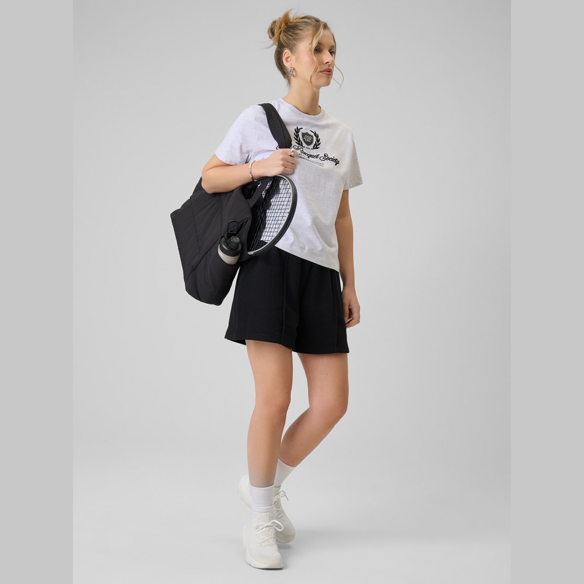 T-shirt boxy s potlačou dámsky - sivý · záber 2