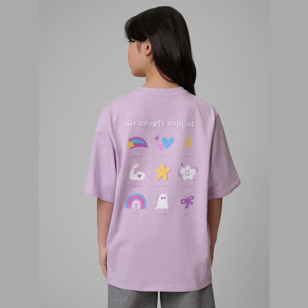 T-shirt loose s potlačou dievčenský - fialový · záber 1