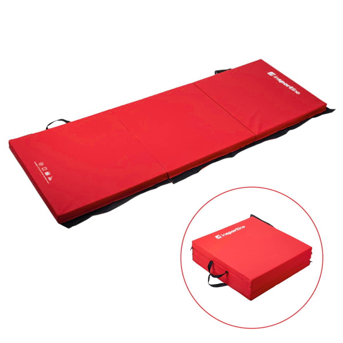 Skladacia gymnastická žinenka inSPORTline Trifold 180x60x5 cm - Farba: Červená · záber 1