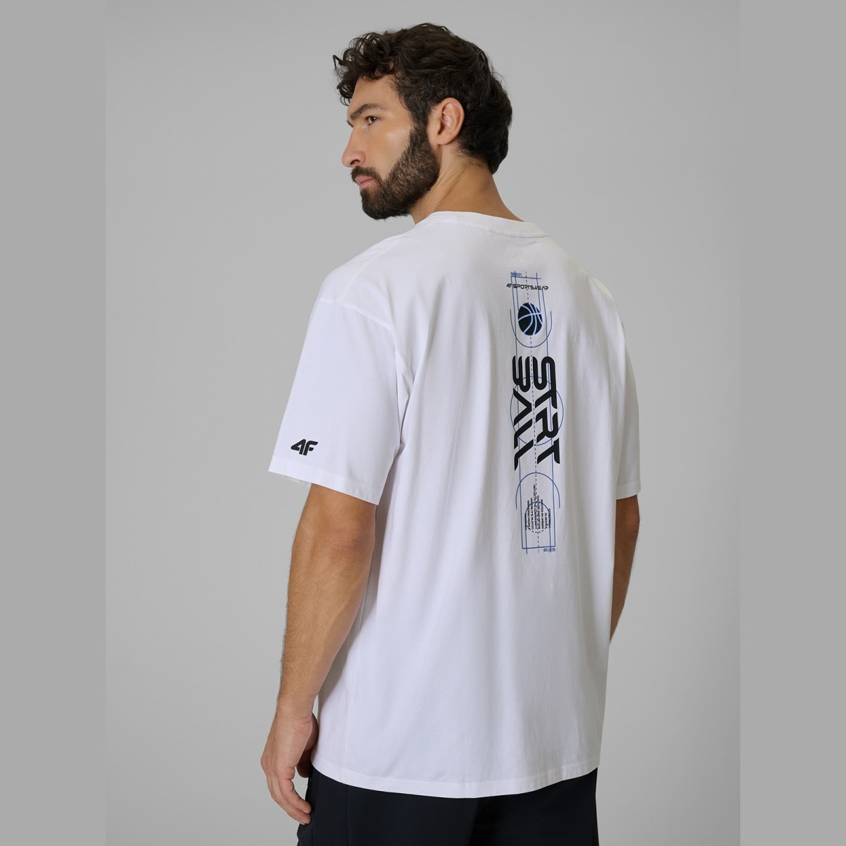 T-shirt loose s potlačou pánsky - biely · záber 1