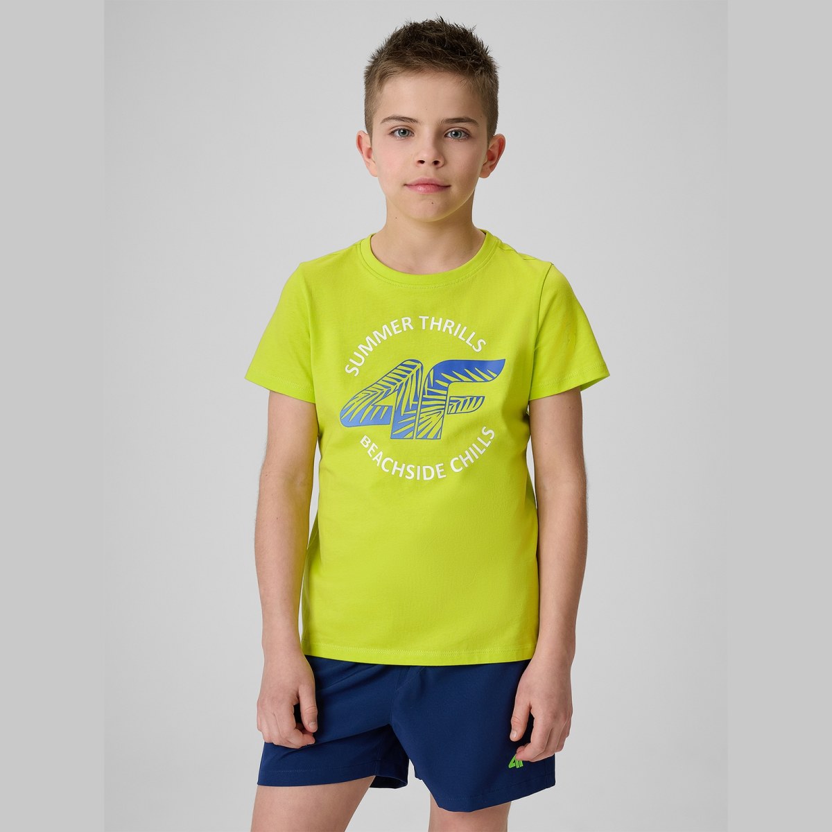 T-shirt loose s potlačou chlapčenský - zelený · záber 7