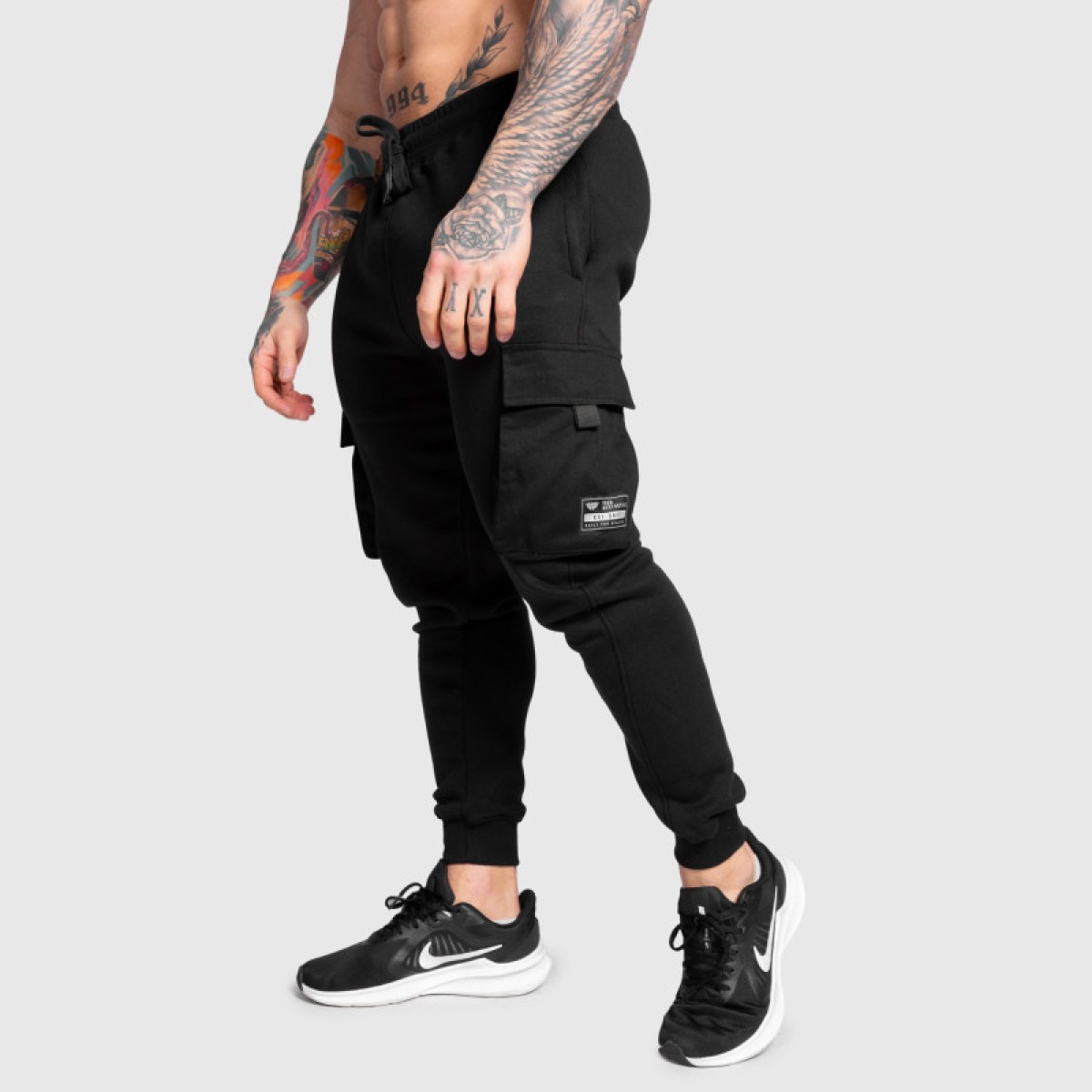 Pánske tepláky Iron Aesthetics Cargo Joggers, čierne · záber 3