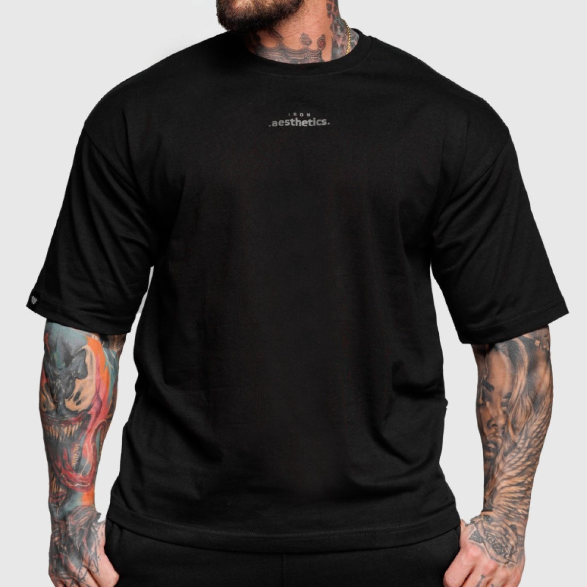 Oversize tričko Iron Aesthetics Major, čierne · záber 1