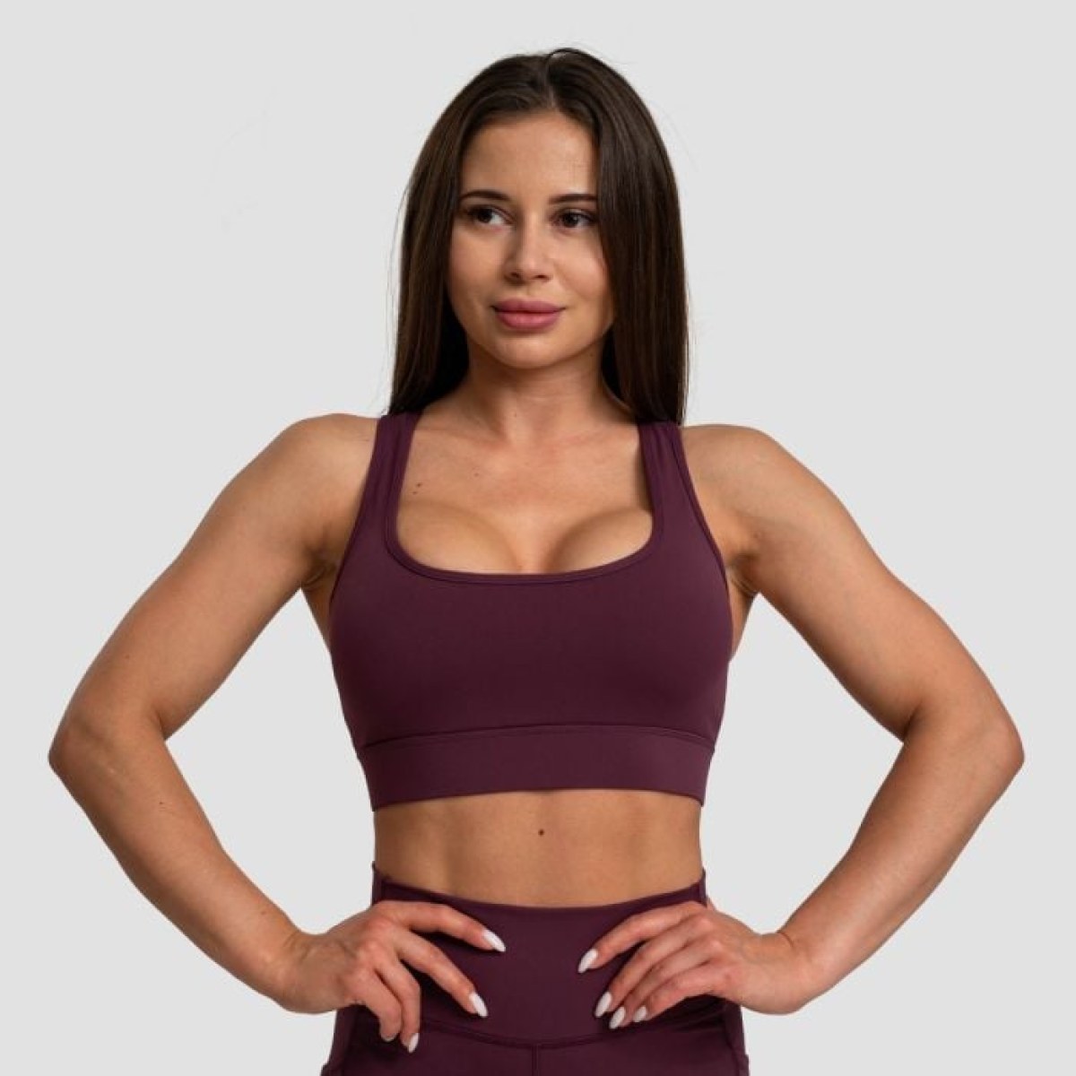 GymBeam Športová podprsenka Mesh Panel Eggplant LL · záber 1