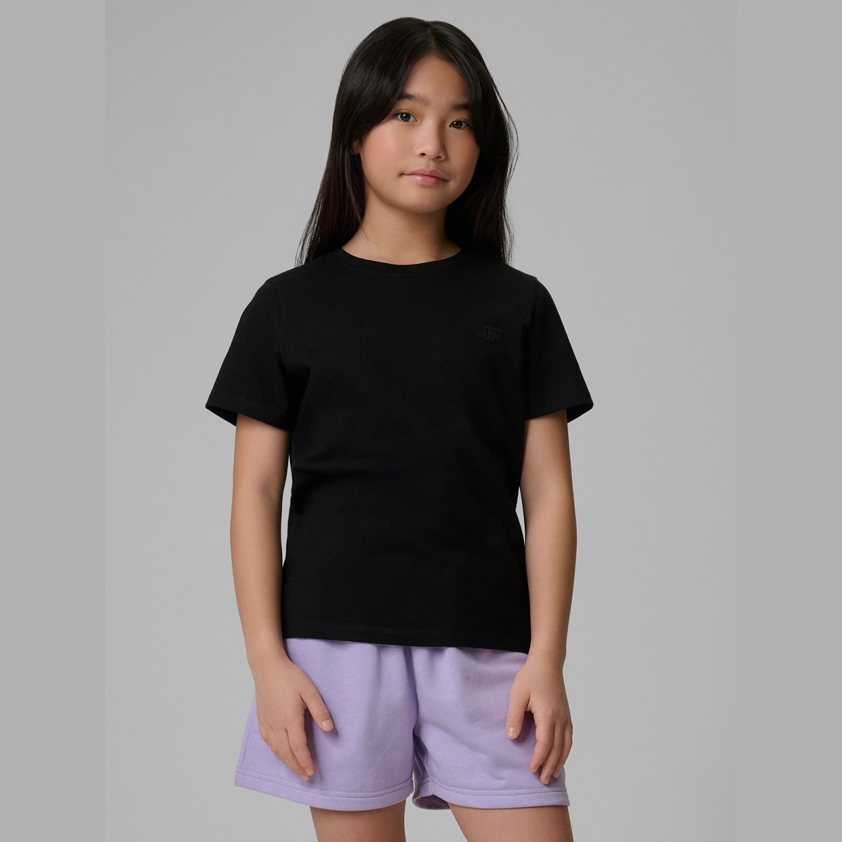 T-shirt regular hladký dievčenský - čierny · záber 1