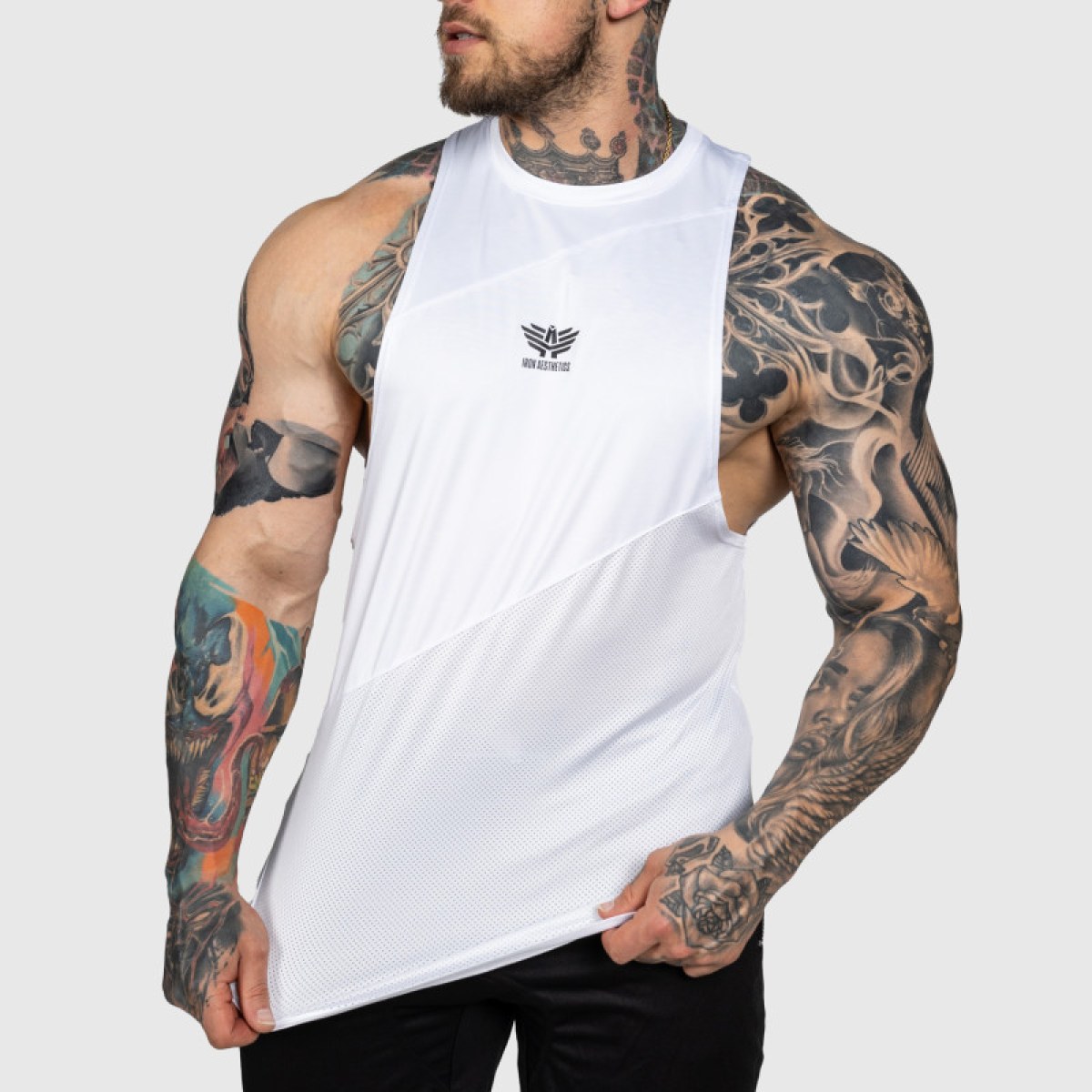 Tréningové tielko Iron Aesthetics Gym Tank, biele · záber 3