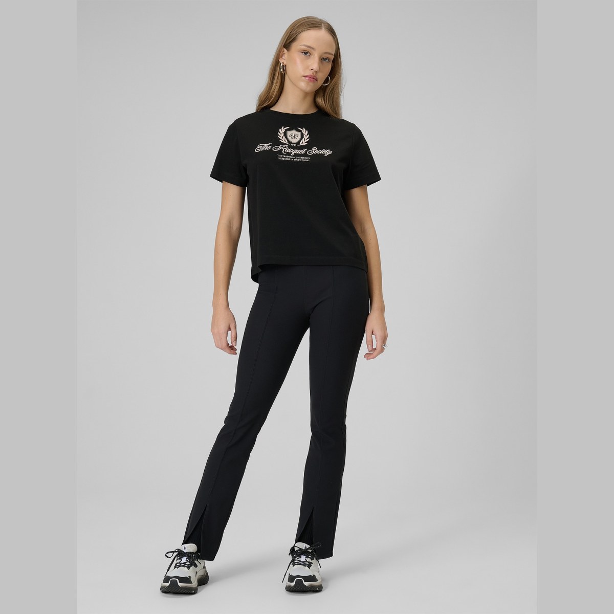 T-shirt boxy s potlačou dámsky - čierny · záber 4