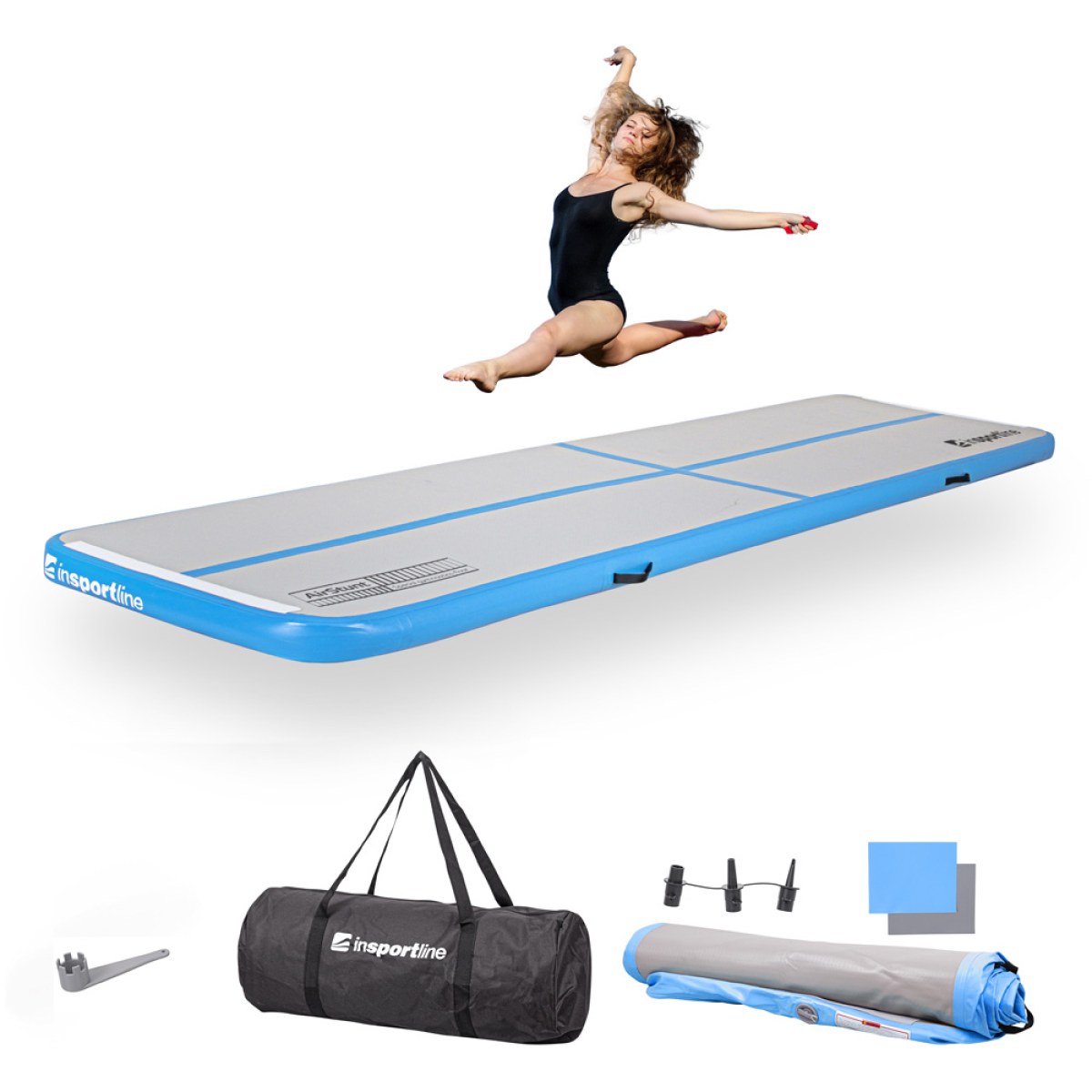 inSPORTline Airstunt 400x100x10 cm biely s elektrickou pumpou · záber 3