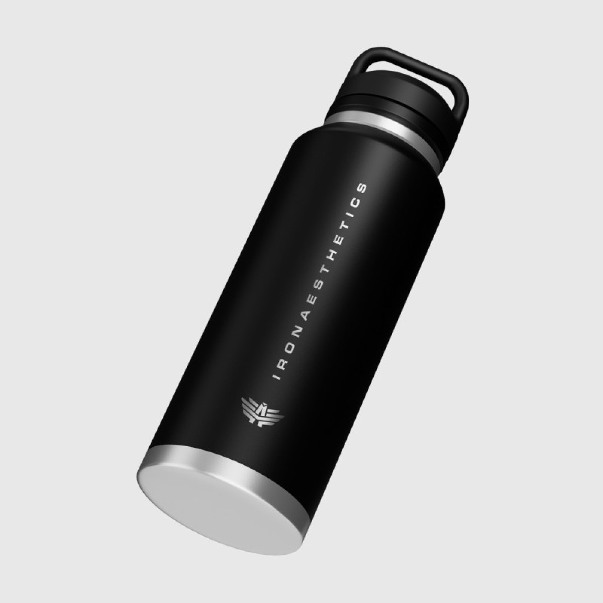 Nerezová fľaša Iron Aesthetics TwinCap 800 ml, čierna · záber 2