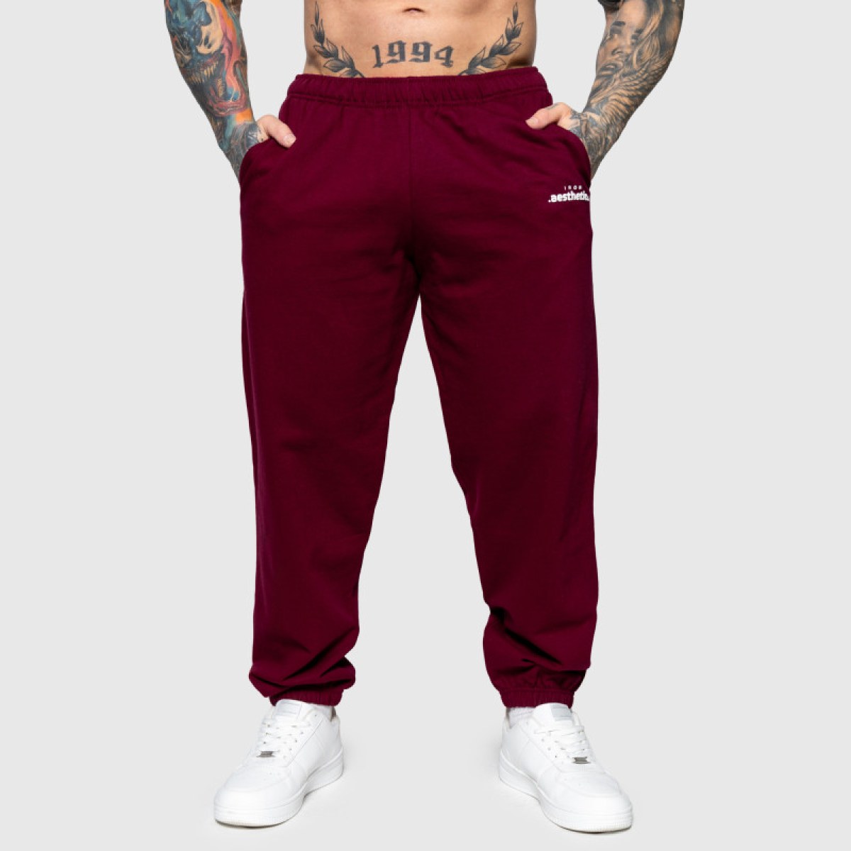Oversized tepláky Iron Aesthetics Relaxed, bordové · záber 4
