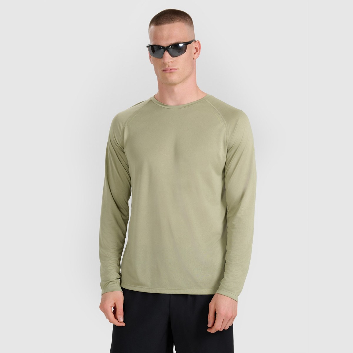 Pánsky rýchloschnúci bežecký longsleeve - olivový · záber 1