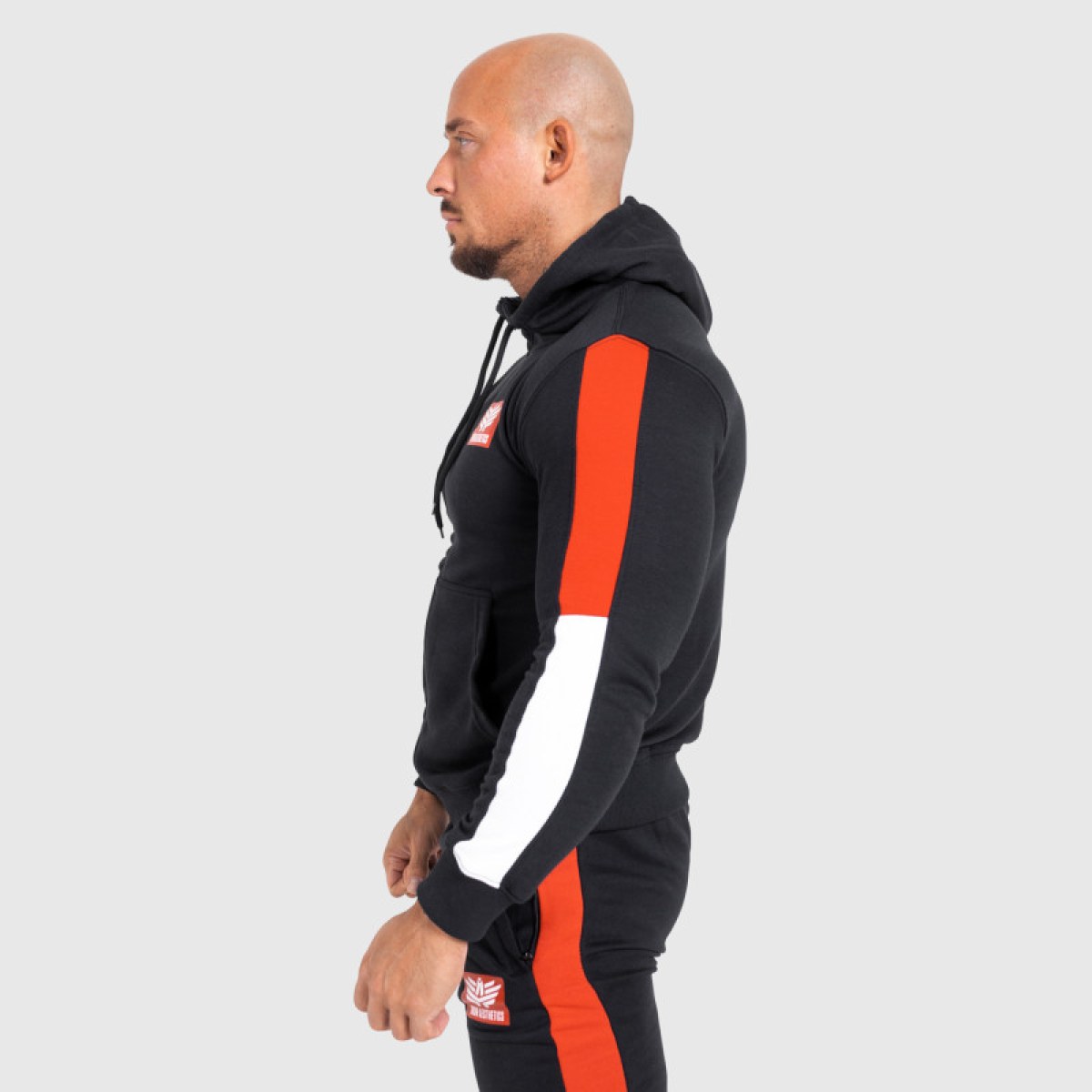 Mikina s kapucňou a zipsom Iron Aesthetics Tricolora, čierna · záber 4