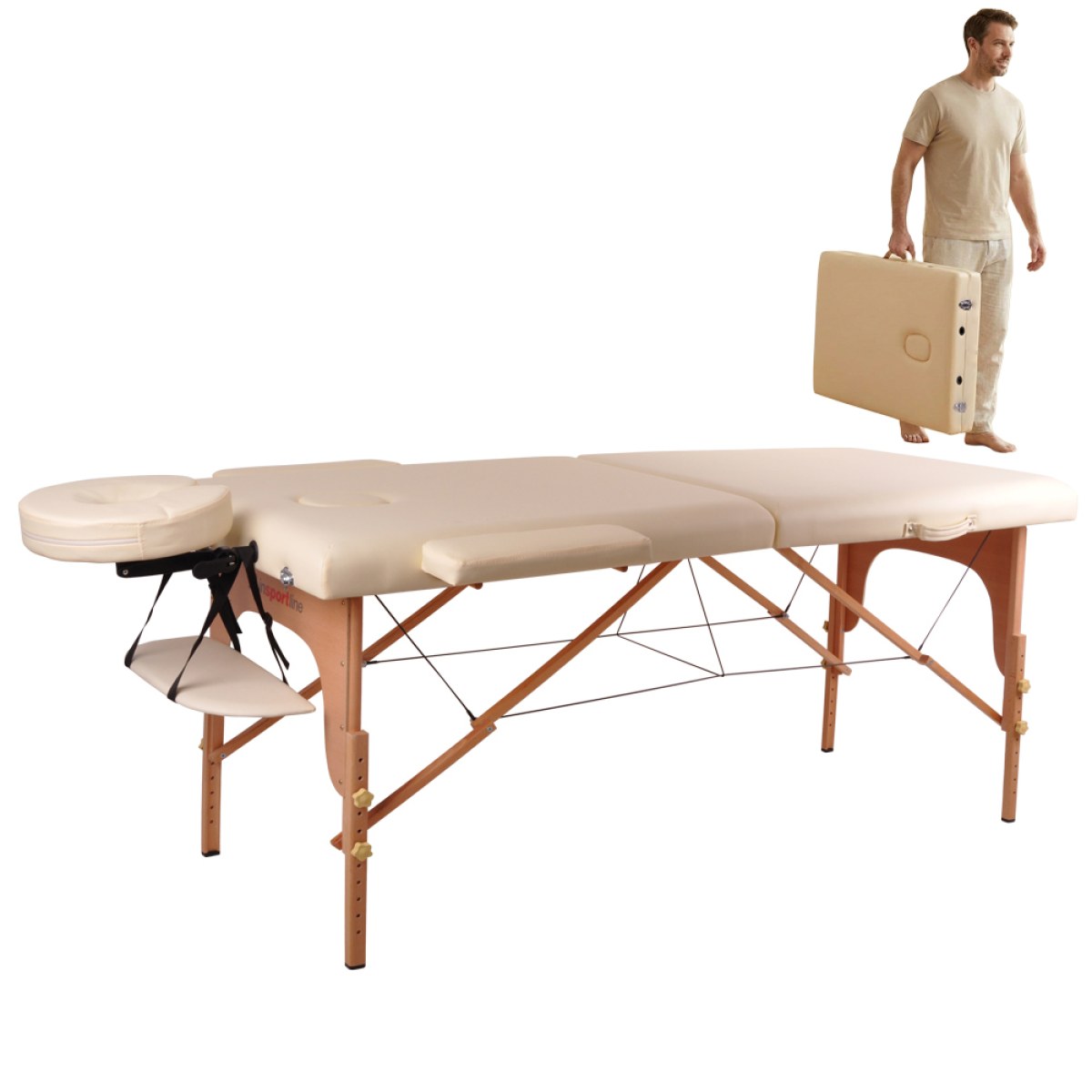 Masážne lehátko inSPORTline Taisage 186x70x62-84 cm 2-dielne drevené - Farba: Čierna · záber 2