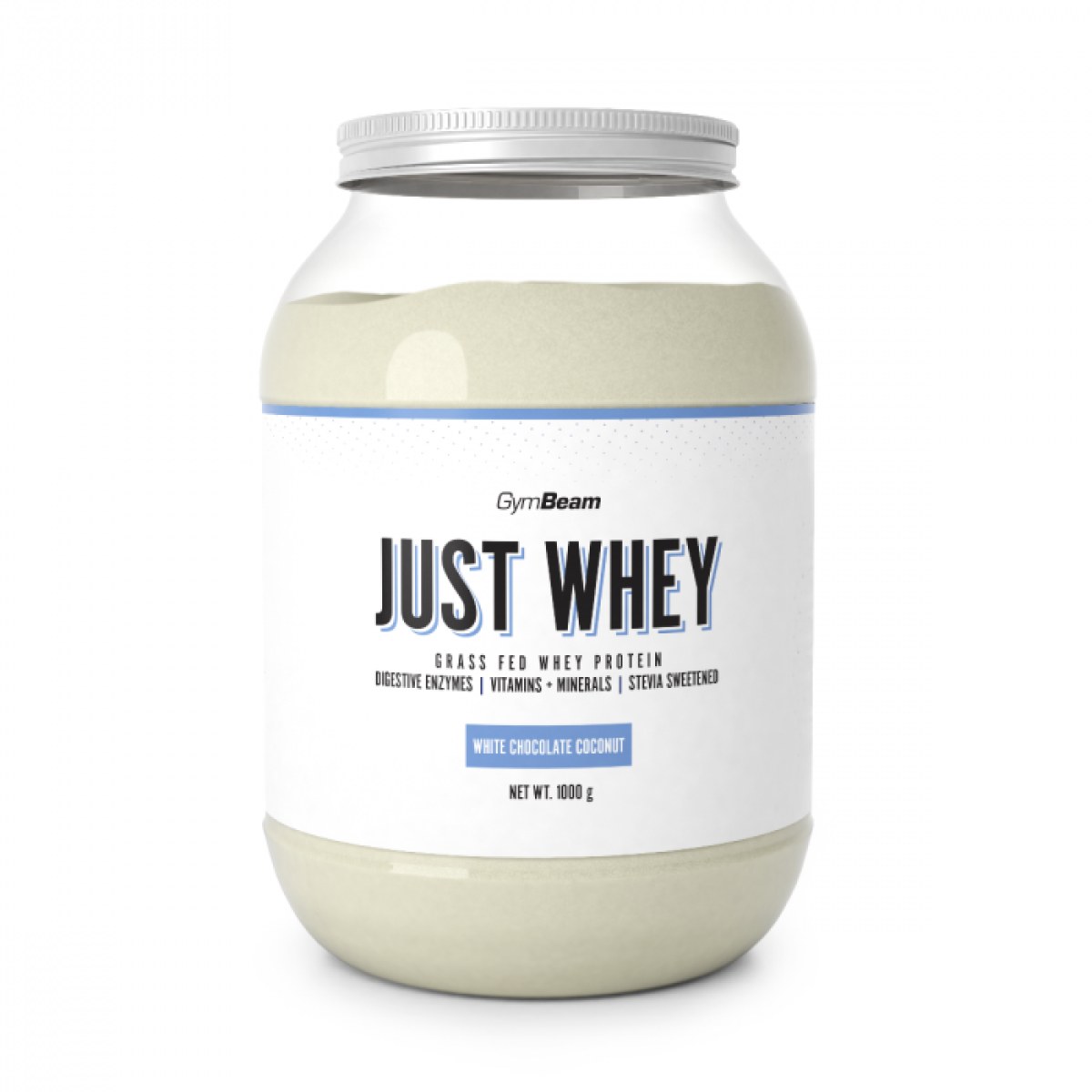 GymBeam Just Whey biela čokoláda kokos - Príchuť: Biela čokoláda kokos | Hmotnosť: 1 kg · záber 1