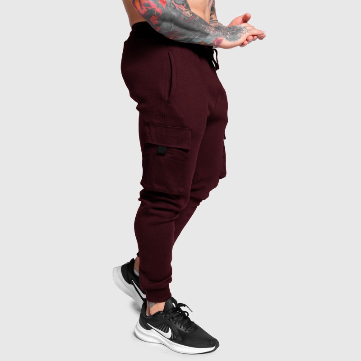 Pánske tepláky Iron Aesthetics Cargo Joggers, bordové · záber 5
