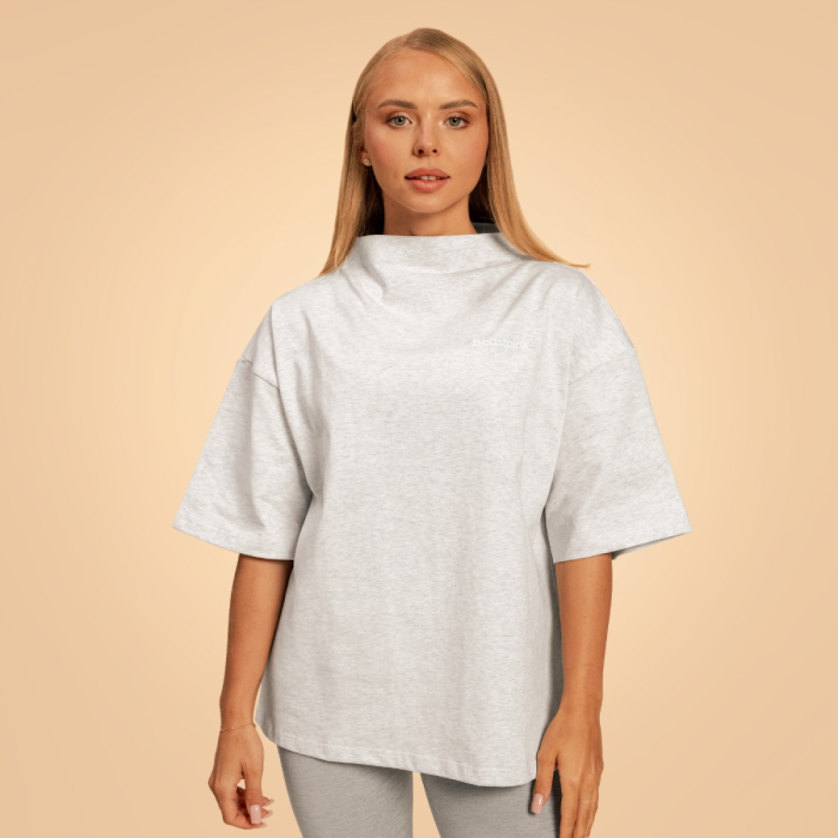 BeastPink Dámske tričko Oversized Bliss Grey XSXS · záber 1
