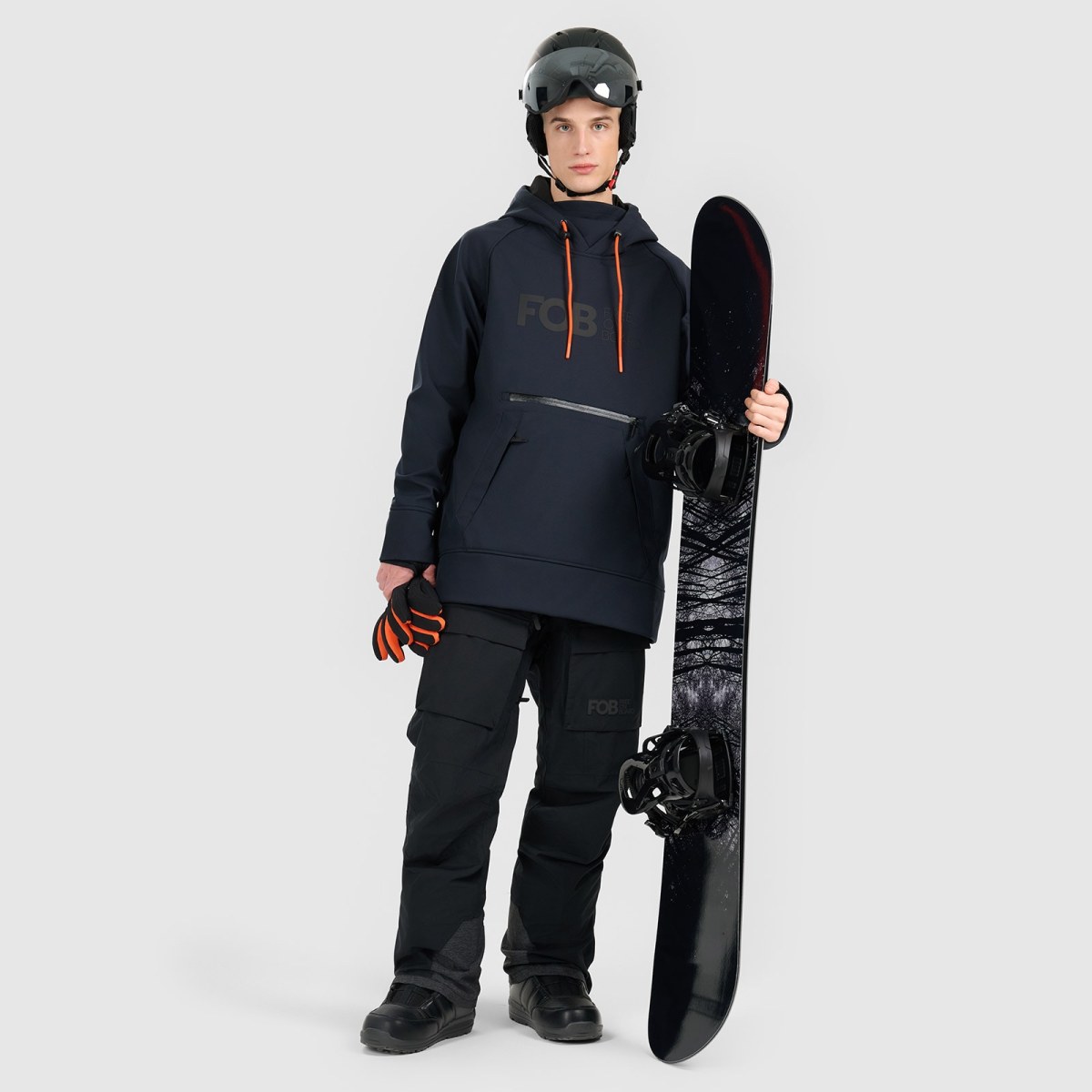 Pánska snowboardová bunda softshell vetruodolná membrána 5000 - čierna · záber 2