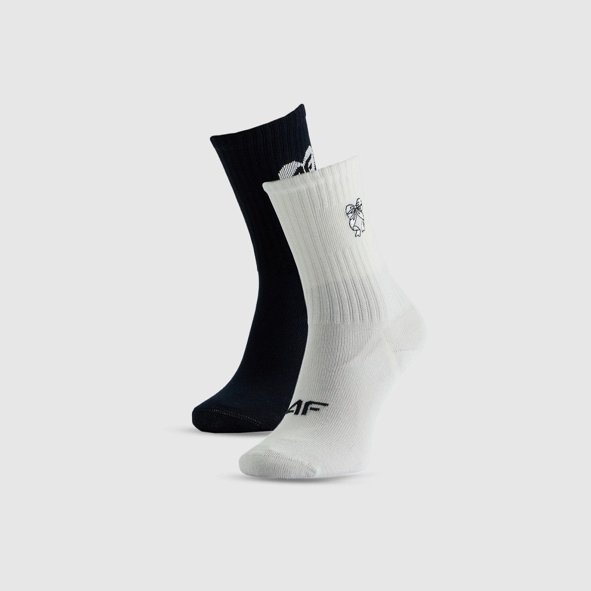 Dlhé ponožky (2-pack) dievčenské - biela+čierna · záber 1
