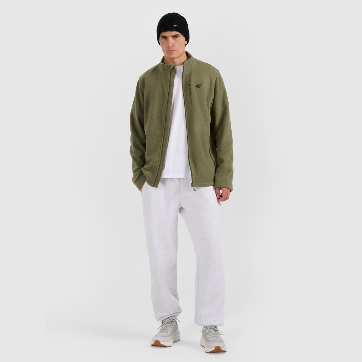 Pánsky regular fleece so stojačikom - khaki · záber 2