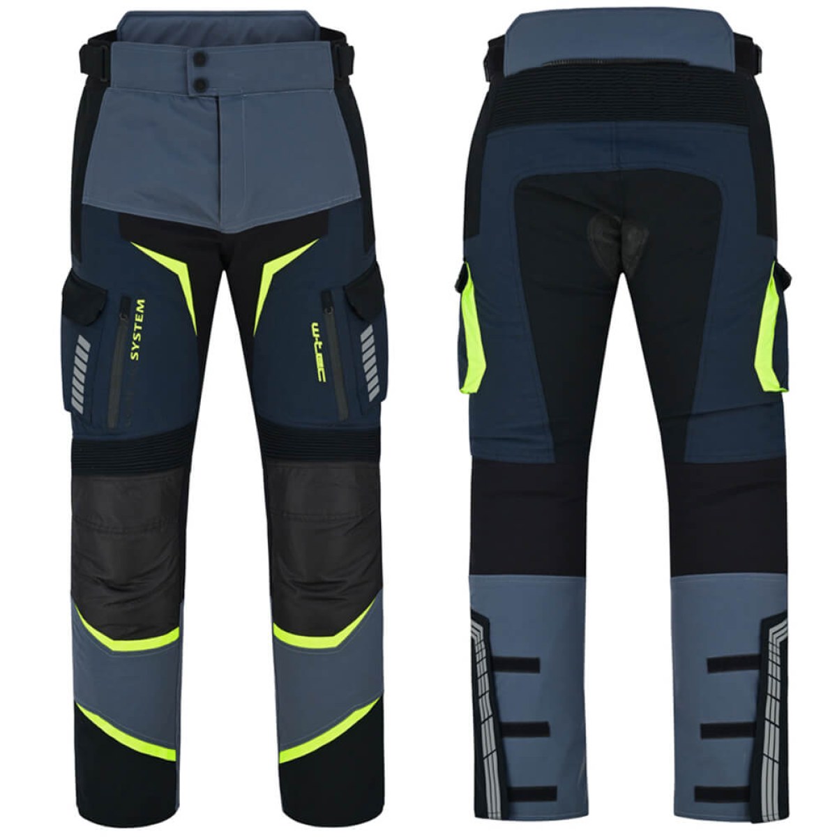 W-TEC Modock kalhoty čierno-modro-fluo žltá - L · záber 1