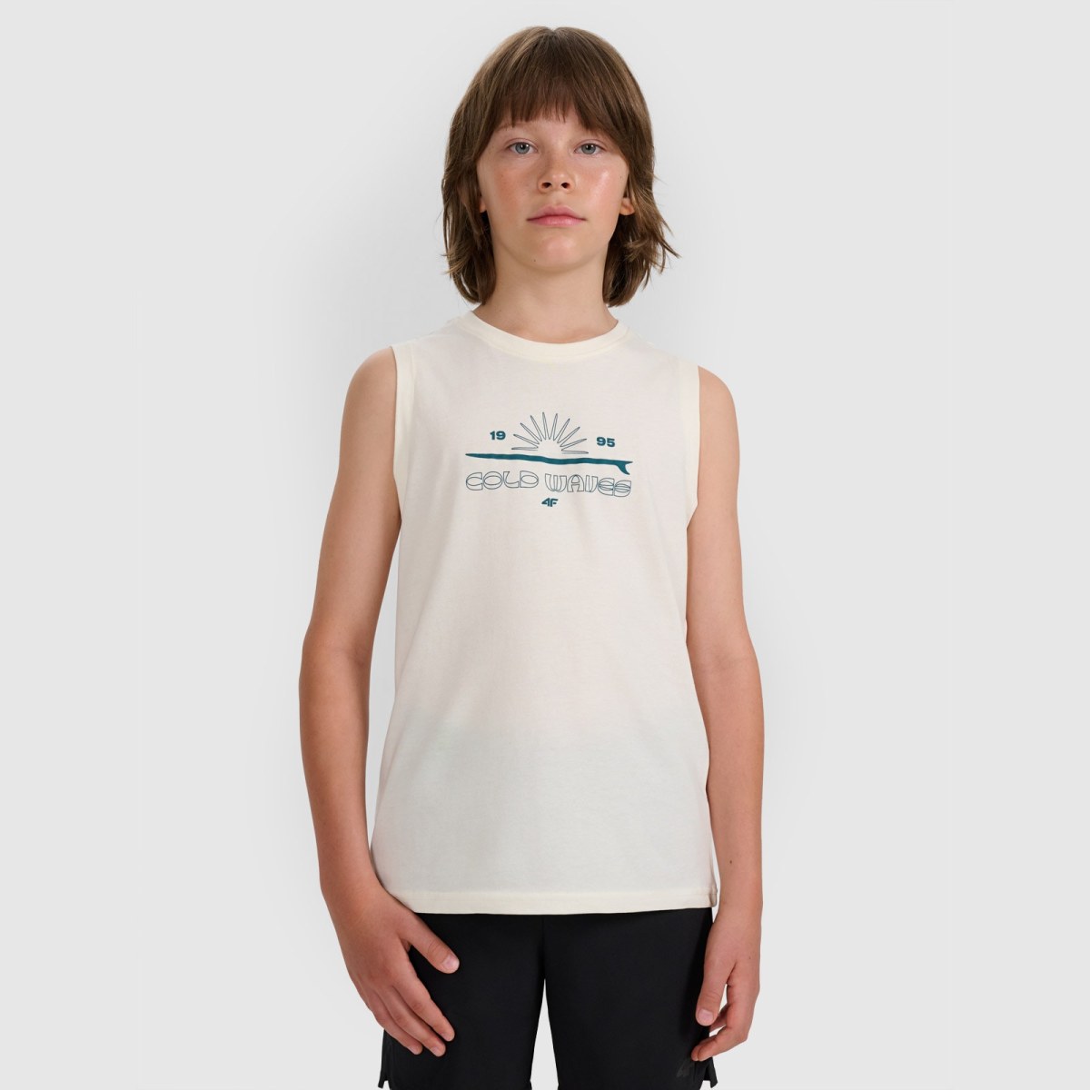 Chlapčenský tank top regular s potlačou - biely · záber 1
