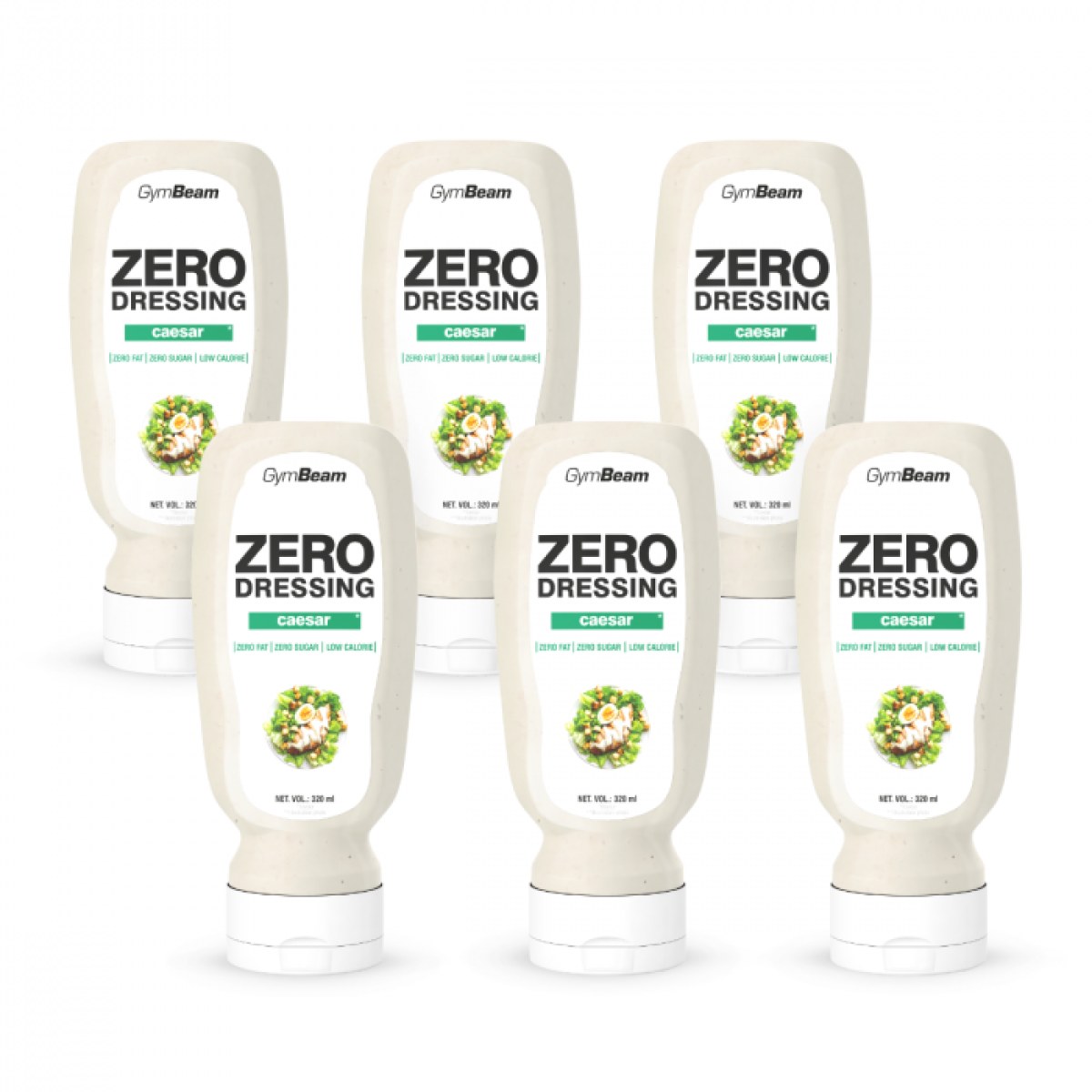 GymBeam ZERO DRESING caesar - Hmotnosť: 1,92 kg | Objem: 6 x 320 ml · záber 1